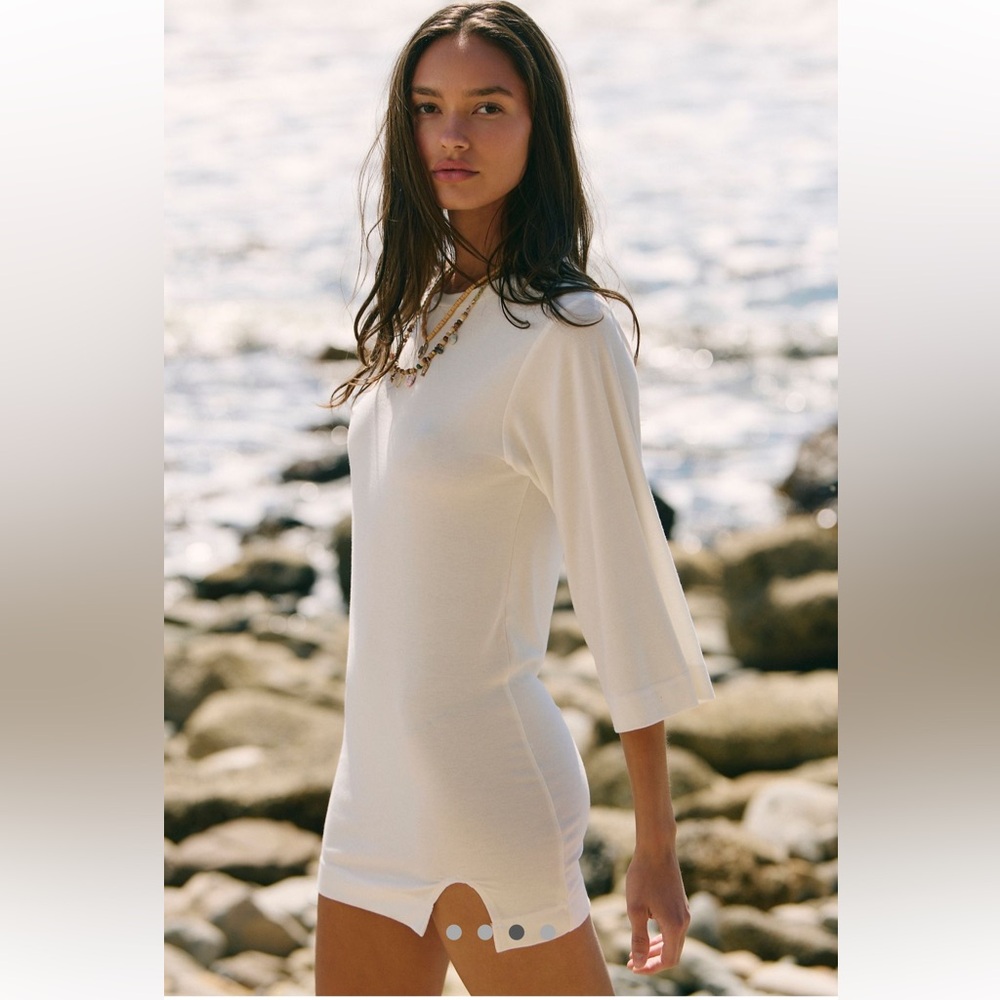 Free People Good Feels Tee Mini Dress in Ivory. Worn once.